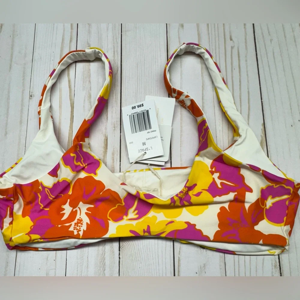 L*Space Prince Bikini Top & Rocky Bottom Classic Tropical Swimwear Set Medium